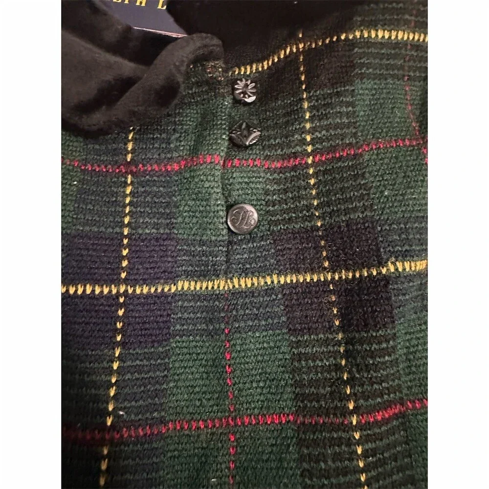Ralph Lauren Girls Wool Green Plaid Drop Waist Knee Length Size 6